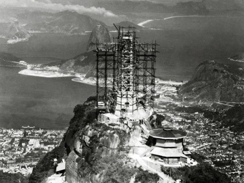 Construction de la statue au Corcovado