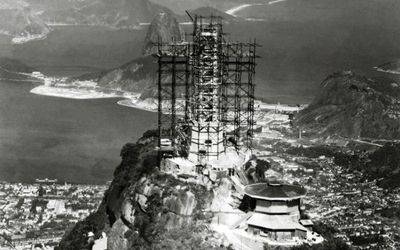 Construction de la statue au Corcovado