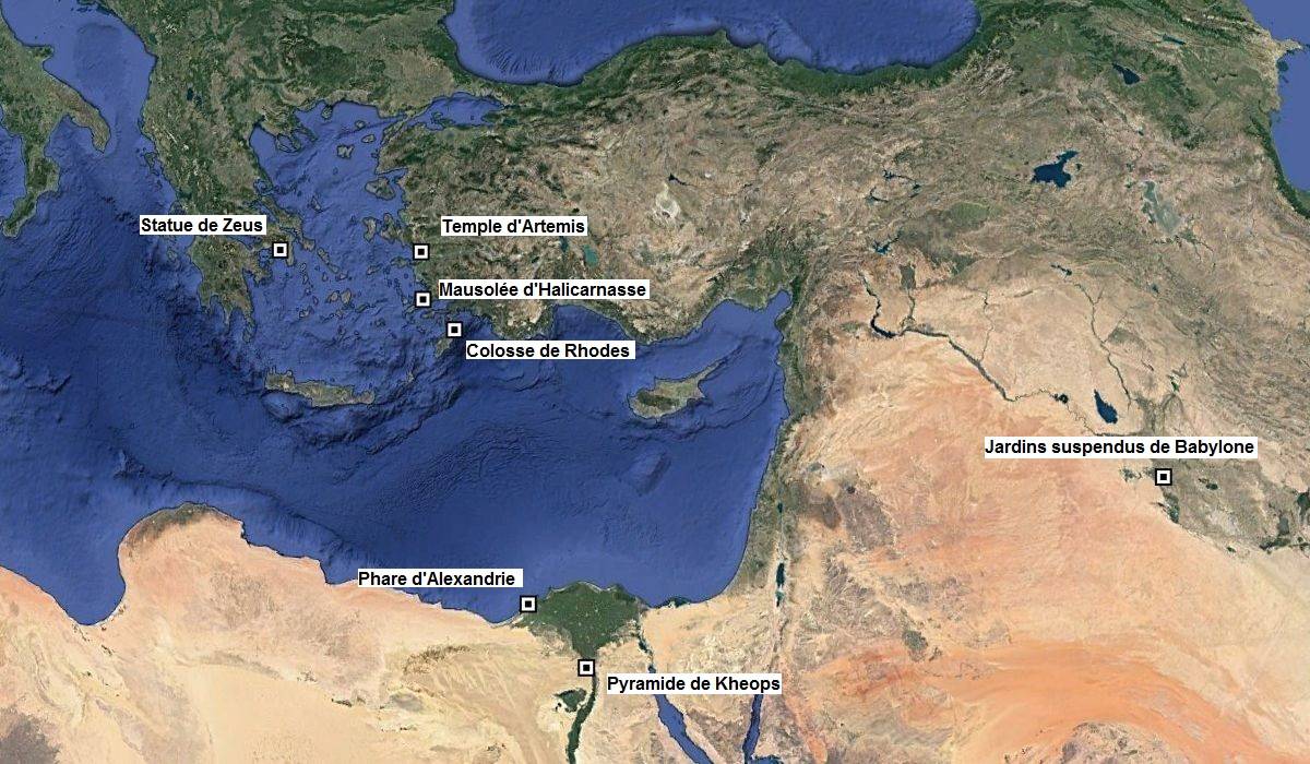 Emplacements Des Sept Merveilles Du Monde