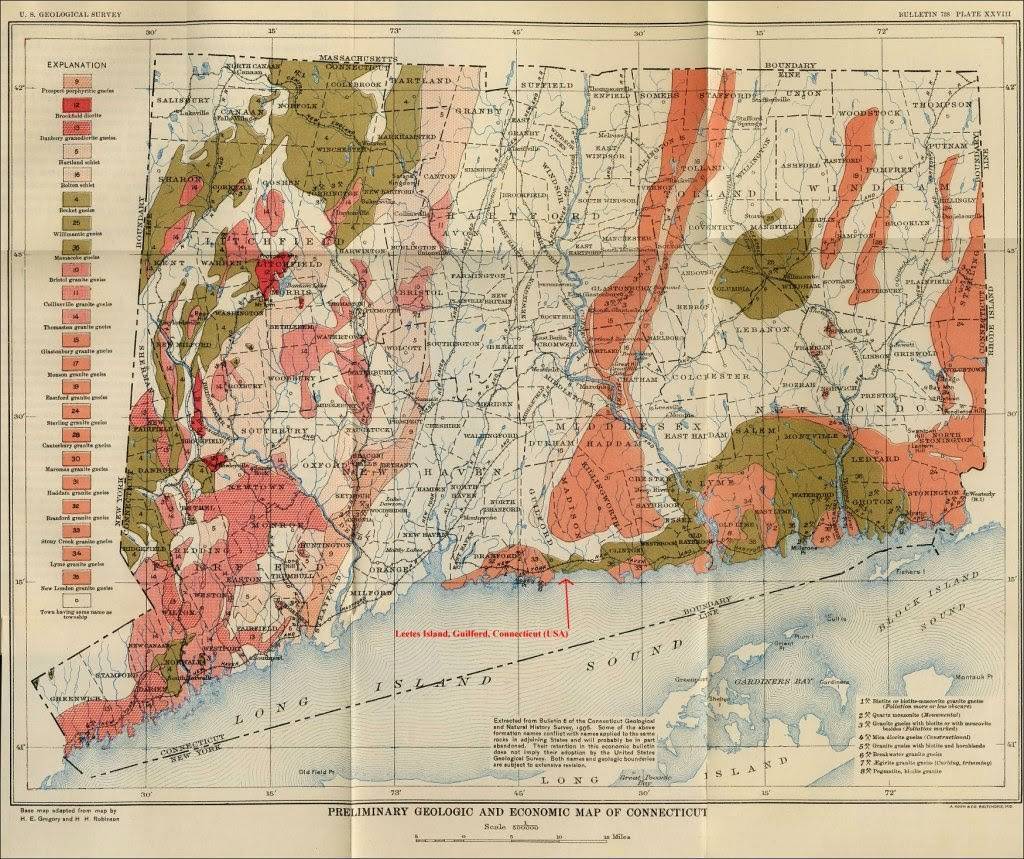 Position de la carrière Beattie, dans le Connecticut (carte de 1906)