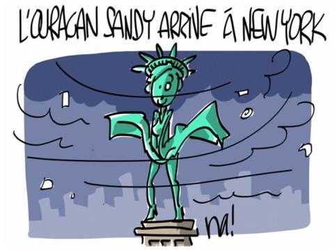 Statue pendant l'ouragan Sandy