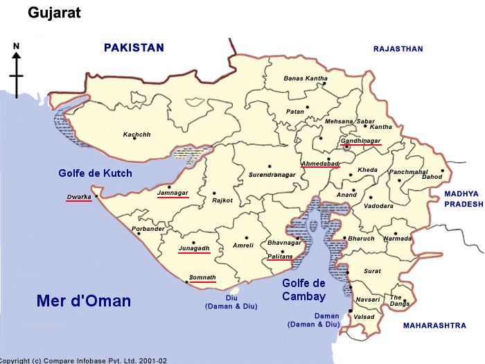 Carte de Gujarat