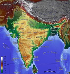 Carte du relief de l'Inde