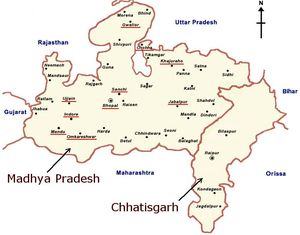 Carte du Madya Pradesh et du Chhatisgarh