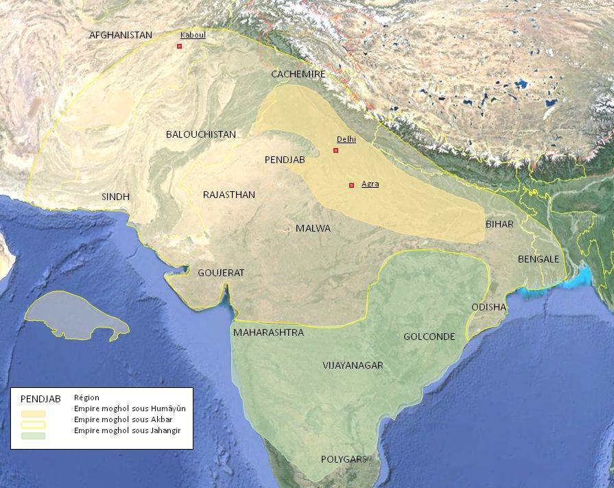 Carte de l'Empire moghol